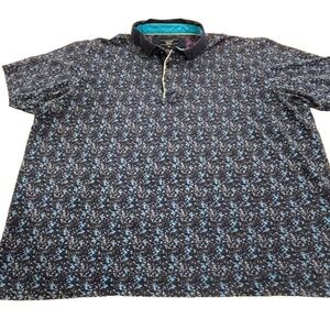 Visconti Black Men's Polo Shirt;‎ Multi-Blues Speckled; Size XXL